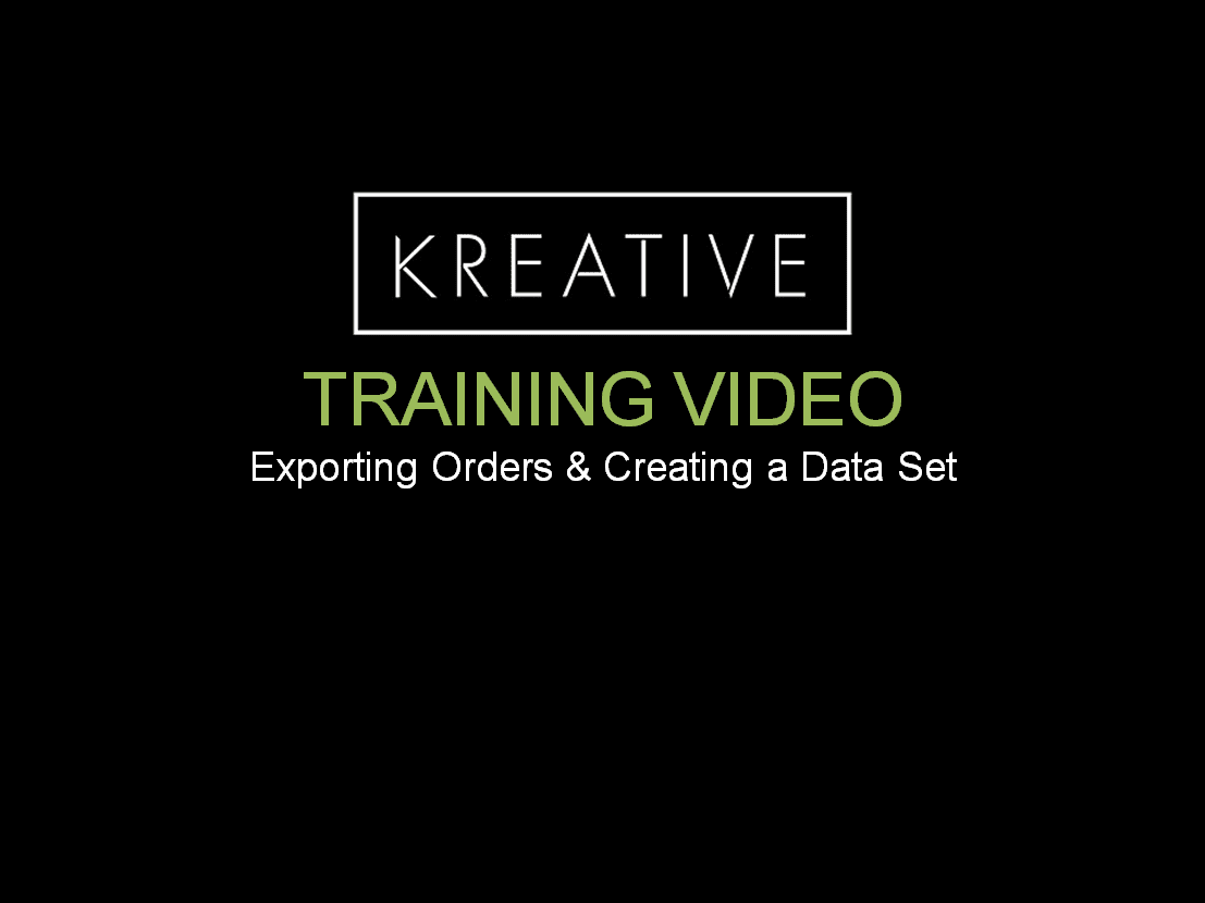 Exporting Orders & Creating a Data Set